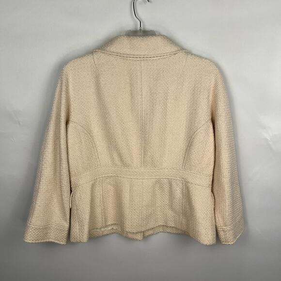 DIZZY LIZZY | Cream Woven Y2K Wool Blend Short Pea Coat | Women's XL - Picture 3 of 8
